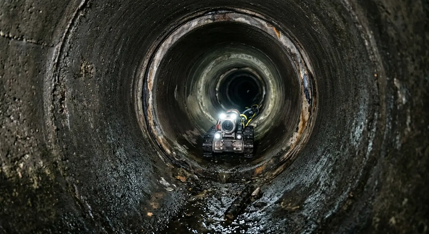 Robotic sewer camera inspecting pipe interior for Sewer Line Repair in Lovington